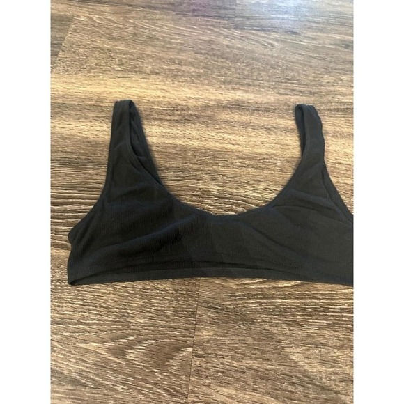 Skims Black Ribbed V Neck Crop Tank Top Bralette Style Size 2X - Picture 2 of 5
